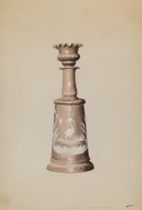 Stork Prints: Scent Bottle with Stopper, c. 1936. Creator: Charles Moss