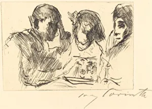 Drypoint In Black On Laid Paper Prints: Schachspiel (Chess Players), 1918. Creator: Lovis Corinth