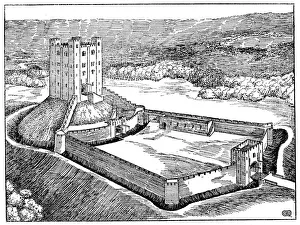 Plan Prints: Scheme of a Norman castle based on Castle Hedingham, Essex, England