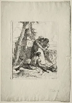 1696 1770 Prints: Scherzi di Fantasia: Magician Pointing Out a Burning Head to Two Youths, 1750s. Creator