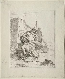 Scherzi: Satyr Family with the Obelisk. Creator: Giovanni Battista Tiepolo (Italian, 1696-1770)