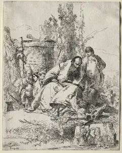 1696 1770 Prints: Scherzi: seated Magician, boy and four figures