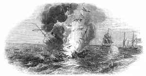 Gunboat Prints: The Schleswig-Holstein War - Blowing Up of the Screw Steamer Von der Tan