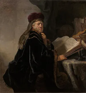A Scholar Seated at a Desk (Scholar at his Study). Artist: Rembrandt van Rhijn (1606-1669) A Scholar Seated at a Desk (Scholar at his Study). Artist: Rembrandt van Rhijn (1606-1669)