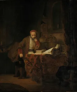 Studying Prints: A Scholar in his Study, probably 1640s. Creator: Ferdinand Bol