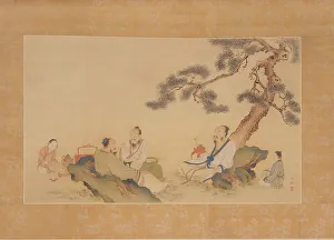 Scholars Prints: Scholars Enjoying Tea (image 1 of 2), 19th century. Creator: Nakabayashi Chikkei