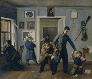 Schoolmistress Prints: In the school, 1854. Artist: Popov, Andrei Andreyevich (1832-1896)