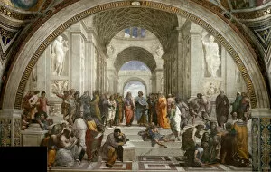 Images Dated 17th December 2019: The School of Athens. (Fresco in Stanza della Segnatura), ca 1510-1511. Creator: Raphael