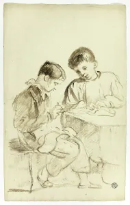 Thomas Jones Barker Prints: Two School Boys, c. 1830. Creators: Thomas Jones Barker, Thomas Barker