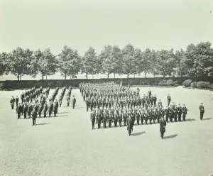 Hackney Prints: School cadet battalion on parade, Hackney Downs School, London, 1911