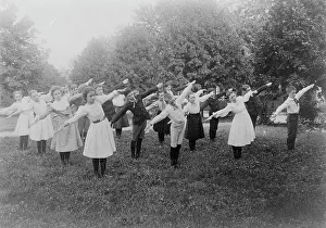 Cyanotypes 1890 1900 Gmgpc Prints: School children exercising on lawn