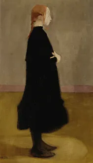 Plaited Prints: The School Girl II (Girl in Black), 1908. Creator: Helene Schjerfbeck