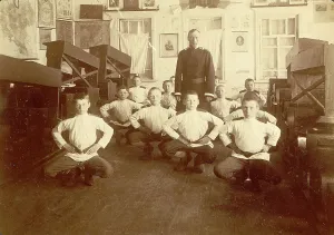 Hands On Hips Prints: School Gymnastics, 1909. Creator: Nikolai Georgievich Katanaev