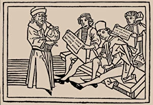 Medieval Art Gallery: School lessons. From Speculum Vitae Humanae by Rodericus Zamorensis, 1479. Creator: Anonymous