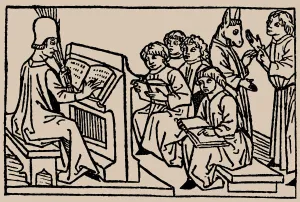School lessons. From Speculum Vitae Humanae by Rodericus Zamorensis, 1479. Creator: Anonymous