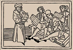 Schoolmistress Prints: School lessons. From Speculum Vitae Humanae by Rodericus Zamorensis