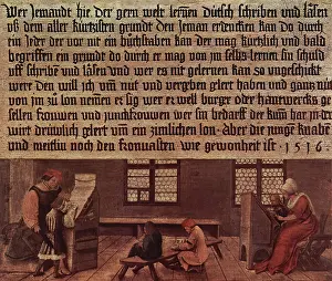 School with school master and children, 1516. Creator: Ambrosius Holbein