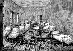 Dormitory Prints: School of the Whitechapel and Poplar Unions fire: dormitories where children were suffocated