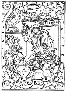 Schoolboy having knowledge beaten into him with the birch, 1526 Schoolboy having knowledge beaten into him with the birch, 1526