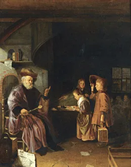 A schoolmaster teaching his pupils in a classroom, Mid of 17th century. Artist: Egmondt, Pieter Cornelisz A schoolmaster teaching his pupils in a classroom, Mid of 17th century. Artist: Egmondt, Pieter Cornelisz
