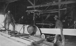 Booker T Prints: In the school's sawmill, 1904. Creator: Frances Benjamin Johnston