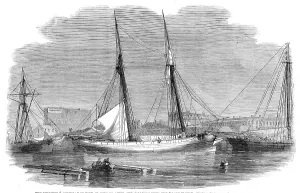 Sails Prints: The schooner Augusta in port at Chicago after her collision with the Lady Elgin'