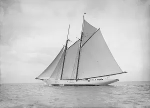 Close Hauled Prints: The schooner Cetonia under way, 1911. Creator: Kirk & Sons of Cowes