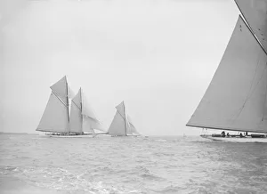 Germania Prints: The schooner Germania and cutter White Heather, 1913. Creator: Kirk & Sons of Cowes