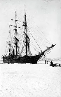Russian Federation Prints: A schooner in the ice of Avacha Bay, 1910-1929. Creator: Ivan Emelianovich Larin