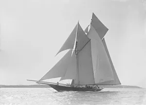 Reaching Prints: The schooner Lamorna, 1912. Creator: Kirk & Sons of Cowes