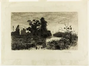 Stephen Parrish Prints: On the Schroon — Evening, 1880. Creator: Stephen Parrish