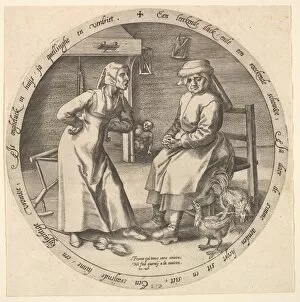 Wierix Gallery: The Scolding Woman and the Cackling Hen, ca. 1568. Creator: Jan Wierix
