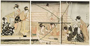 Rice Wine Prints: The Scoop-Net, Japan, c. 1800 / 01. Creator: Kitagawa Utamaro