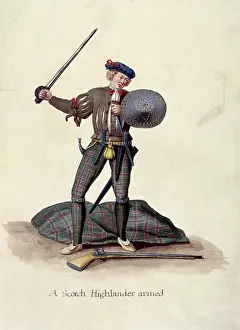 Highlander Prints: A Scotch Highlander armed, 19th century? Creator: Unknown