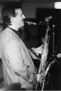 Scott Prints: Scott Hamilton, Jazz Caravan, Exchange, Cambridge, 1991. Creator: Brian Foskett
