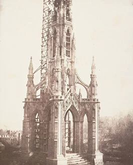 Under Construction Gallery: Scott Monument before Completion, Edinburgh, 1844. Creator: William Henry Fox Talbot