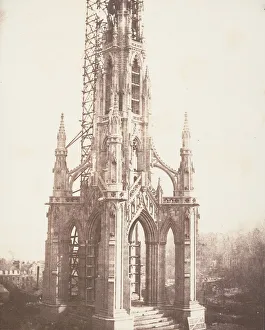 Construction Site Prints: Scott Monument before Completion, Edinburgh, 1844. Creator: William Henry Fox Talbot