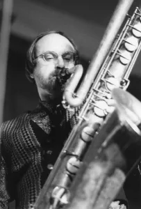 Baritone Saxophone Prints: Scott Robinson, c2005. Creator: Brian Foskett