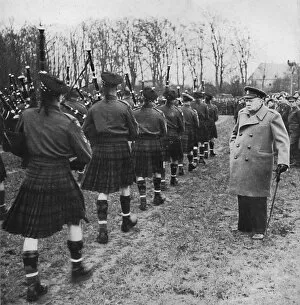 Bagpiper Collection: Scotties parade on German soil, 1945