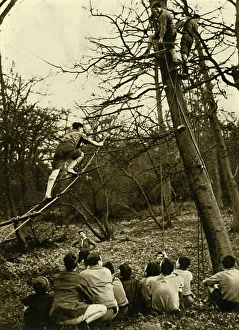 Scout Prints: Scouts Practising Pioneering, 1944. Creator: Unknown