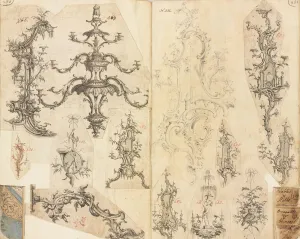Scrapbook of Working Designs, ca. 1760. Creator: Gideon Saint Scrapbook of Working Designs, ca. 1760. Creator: Gideon Saint