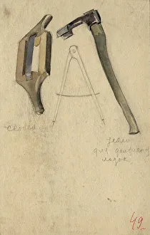 Compass Prints: Scraper, compass and adze, Selkups, 1920. Creator: A. G. Vargin
