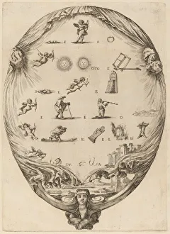 Stefano Della Bella Collection: Screen Depicting the Italian Rebus of Love. Creator: Stefano della Bella
