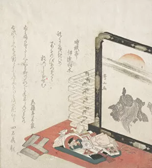 Surimono Collection: Screen and Miscellaneous New Year Presents, 19th century. Creator: Ishikawa Kazan