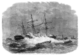 Salvage Prints: The screw-steamer Ontario aground on Hasborough Sands