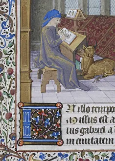 Scribe Prints: Scribe, from a Book of Hours, c1470. Creator: Unknown