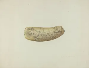 Colonisers Prints: Scrimshaw, c. 1941. Creator: Oscar Bluhme