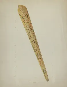 Scrimshaw: Swordfish Bill, c. 1941. Creator: Oscar Bluhme