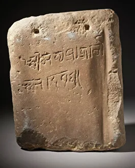 Sandstone Prints: Script on back of sculpture - Head of Hanuman