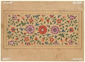 Mughal Collection: Scrolling Floral Vines, 1755. Creator: Fayzullah (Indian, active c. 1730-1765)